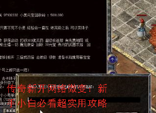 传奇新开网络微变:新手小白必看超实用攻略 传奇新开网络微变:新手小白必看超实用攻略