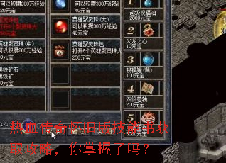 热血传奇怀旧版技能书获取攻略,你掌握了吗? 热血传奇怀旧版技能书获取攻略,你掌握了吗?