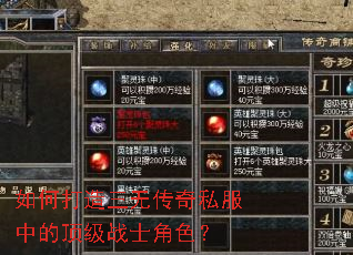 如何打造三无传奇私服中的顶级战士角色? 如何打造三无传奇私服中的顶级战士角色?